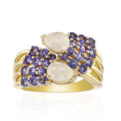 Regenbogen-Mondstein-Goldring (Adela Gold)