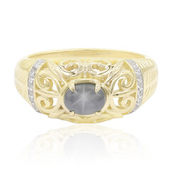Blauer Stern-Saphir-Herren-Goldring