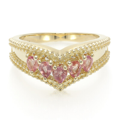 Nicht erhitzter Padparadscha-Saphir-Goldring