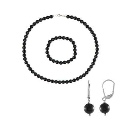 Schwarzer Onyx-Silberset