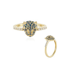 Blauer I3 Diamant-Silberring