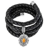 Orange Stachelauster-Lederarmband (Desert Chic)
