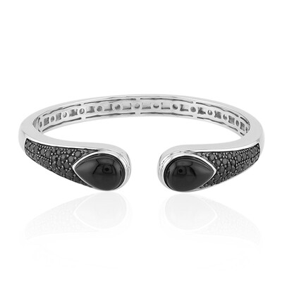 Schwarzer Onyx-Silberarmreif