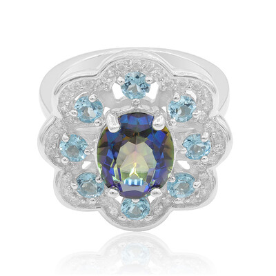 Blauer Mystik-Quarz-Silberring
