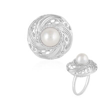 Weiße Süßwasserzuchtperlen-Goldring (Ornaments by de Melo)