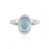 Aquamarin-Silberring mit Gold (Granulieren)