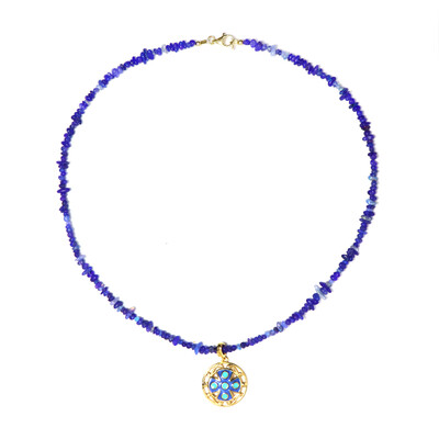 Äthiopischer Blauer Opal-Silberhalskette (Riya)