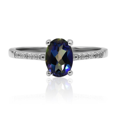 Blauer Mystik-Topas-Silberring