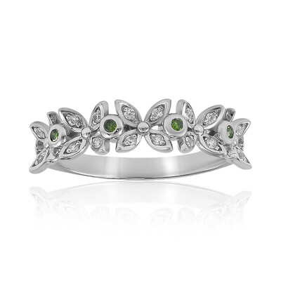 Grüner I2 Diamant-Silberring