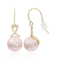 Pinkfarbene Ming-Perlen-Goldohrringe (TPC)