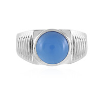Blauer Chalzedon-Herren-Silberring