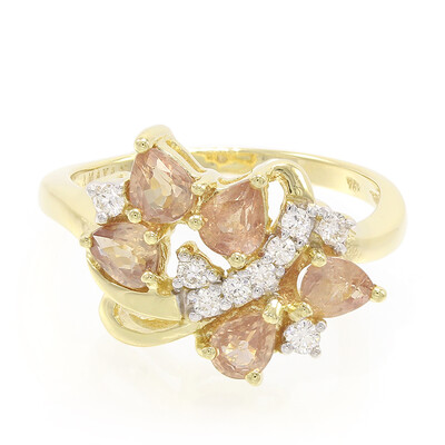 Nicht erhitzter Padparadscha-Saphir-Goldring (AMAYANI)