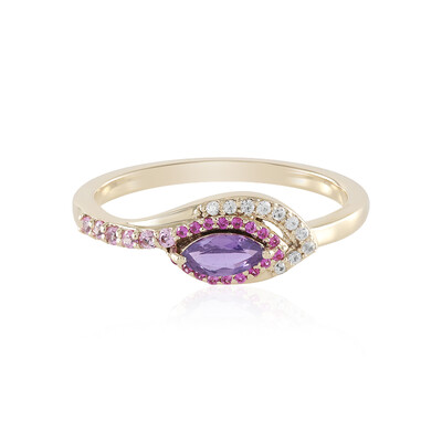 Nicht erhitzter Purpurfarbener Ceylon-Saphir-Goldring
