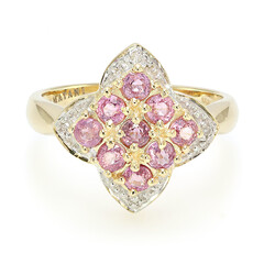 Nicht erhitzter Padparadscha-Saphir-Goldring (AMAYANI)