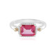 Pinkfarbener Topas-Silberring mit Gold (Granulieren)