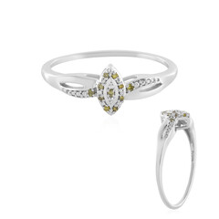 Gelber SI1 Diamant-Silberring