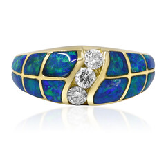 Lightning Ridge-Schwarzer Opal-Goldring (CIRARI)