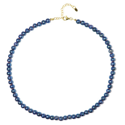 Königsblaue Lavaperle-Silberhalskette