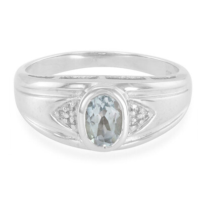 Himmelblauer Topas-Herren-Silberring