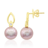 Pinkfarbene Ming-Perlen-Goldohrringe (TPC)