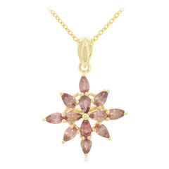Nicht erhitzter Padparadscha-Saphir-Goldhalskette (AMAYANI)