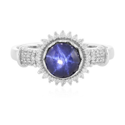 Blauer Stern-Saphir-Silberring