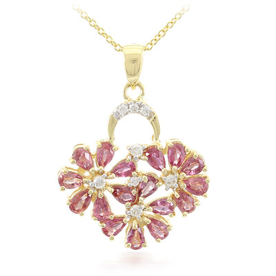 Nicht erhitzter Padparadscha-Saphir-Goldhalskette (AMAYANI)