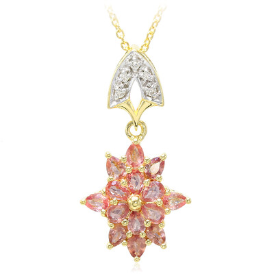 Nicht erhitzter Padparadscha-Saphir-Goldhalskette (AMAYANI)