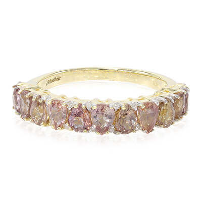 Nicht erhitzter Padparadscha-Saphir-Goldring