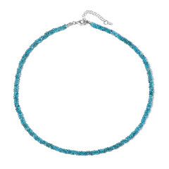 Neonblauer Apatit-Silberhalskette