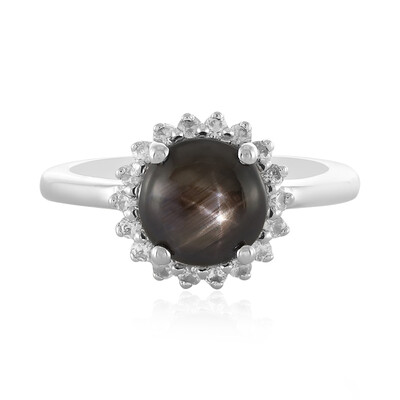 Schwarzer Stern-Saphir-Silberring