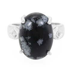 Schneeflocken-Obsidian-Silberring