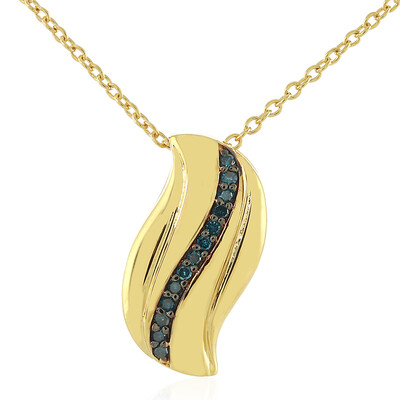 Blauer I3 Diamant-Silberhalskette