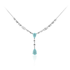 Blauer Pastell-Quarz-Silbercollier