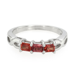 Oranger Saphir-Silberring