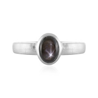 Schwarzer Stern-Saphir-Silberring
