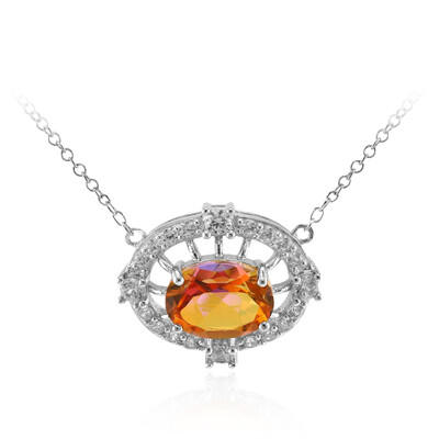 Pfirsichfarbener Mystik-Quarz-Silbercollier