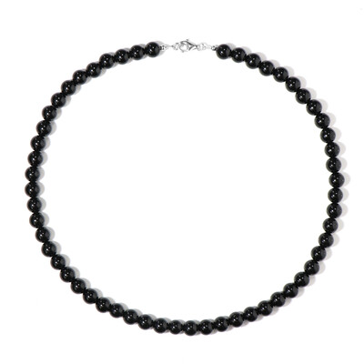 Schwarzer Onyx-Silberhalskette