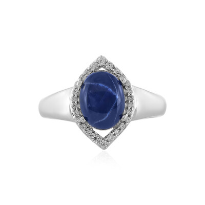 Blauer Stern-Saphir-Silberring