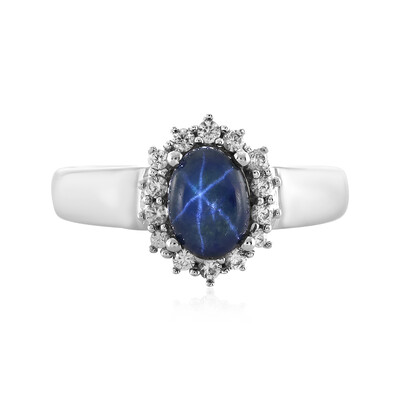 Blauer Stern-Saphir-Silberring