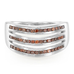 Roter Cognac-Brillant-Silberring