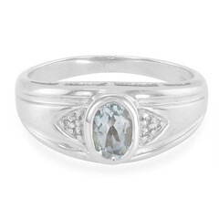 Himmelblauer Topas-Herren-Silberring