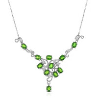 Russischer Diopsid-Silbercollier