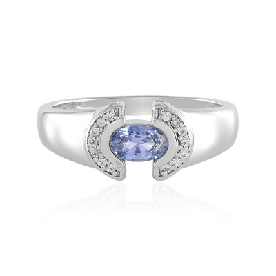 Nicht erhitzter Blauer Ceylon-Saphir-Silberring