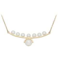 Weiße Süßwasserzuchtperlen-Goldcollier