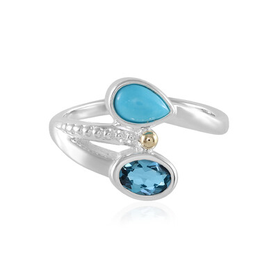 Edelstein-Silberring mit Gold (Granulieren)