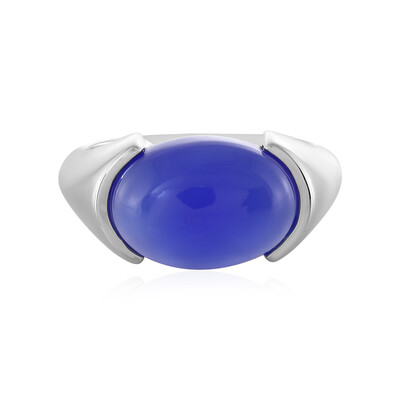 Blauer Chalzedon-Silberring