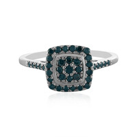 Blauer I3 Brillant-Silberring