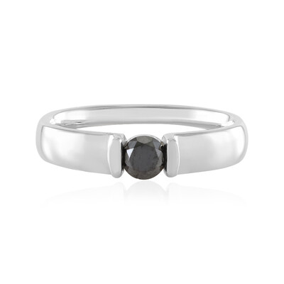 Schwarzer Brillant-Silberring