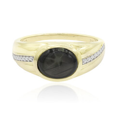 Schwarzer Stern-Saphir-Herren-Goldring
